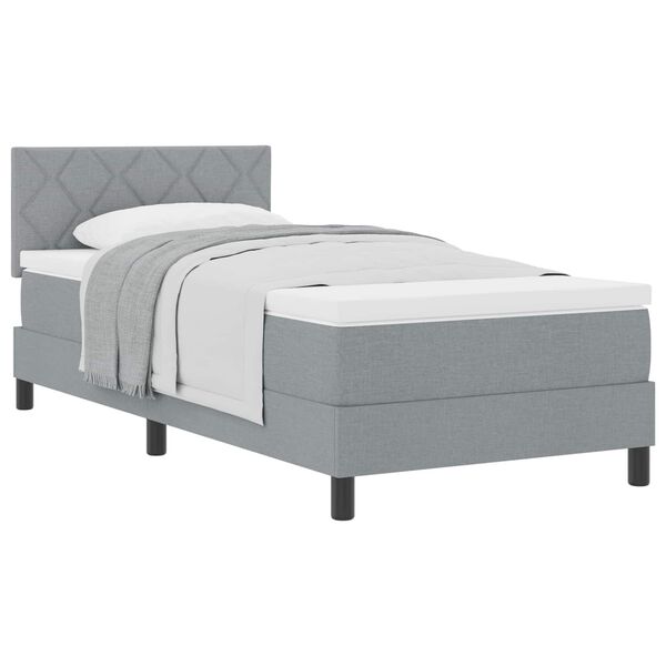 vidaXL Cama tipo Box Spring con colch&oacute;n Gris Claro 90 x 200 cm tela