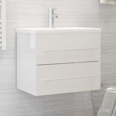 vidaXL Mueble de lavabo madera ingeniería blanco brillo 60x38,5x48 cm