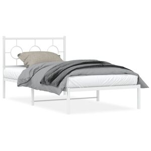 vidaXL Estructura cama sin colch&oacute;n con cabecero metal blanco 100x200cm