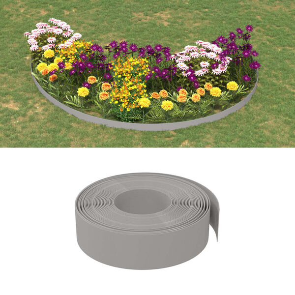 vidaXL Borduras de jardín 4 uds polietileno gris 10 m 15 cm