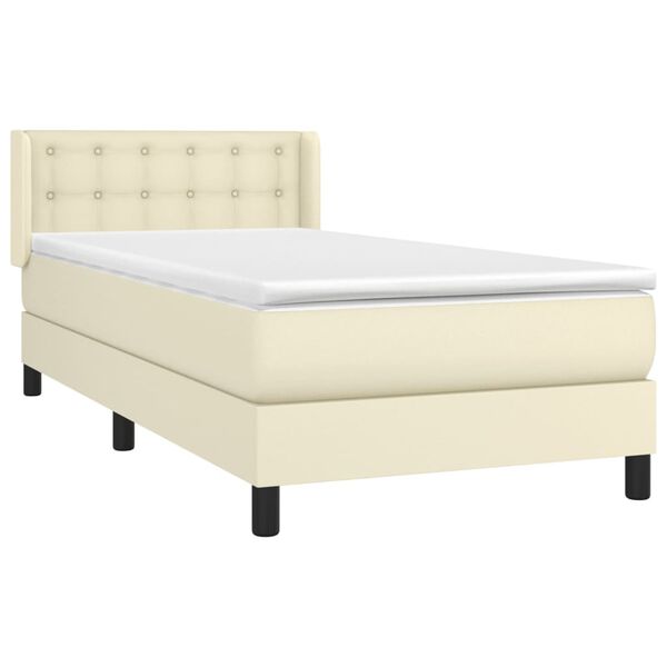 vidaXL Cama box spring con colch&oacute;n cuero sint&eacute;tico crema 90x190 cm