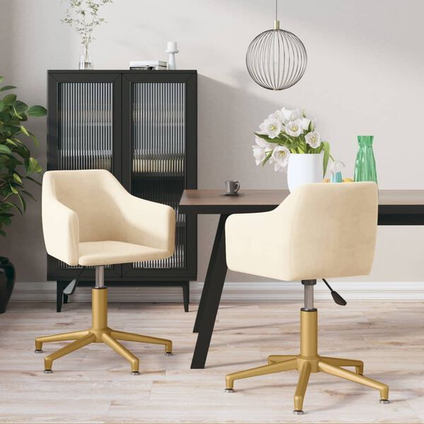 vidaXL Sillas de comedor giratorias 2 uds terciopelo crema