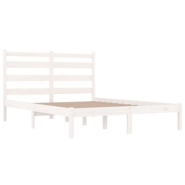 vidaXL Estructura de cama madera maciza pino blanco 120x190 cm