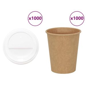 vidaXL Vasos de café de papel con tapa 1000 uds 8oz 200ml
