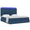 vidaXL Cama con tira de luces LED con cabecera Azul 180 x 200 cm tela