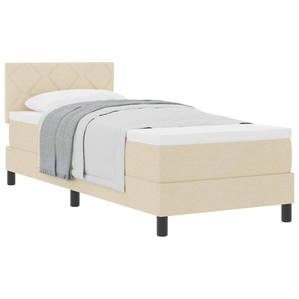 vidaXL Cama tipo Box Spring con colch&oacute;n Crema 80 x 200 cm tela