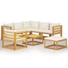 vidaXL Muebles de jard&iacute;n 8 pzas cojines crema madera maciza de acacia