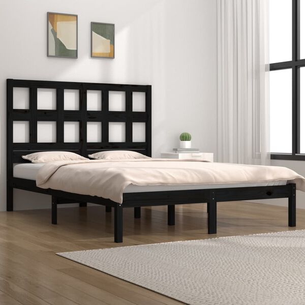 vidaXL Estructura de cama de madera maciza de pino negro 200x200 cm