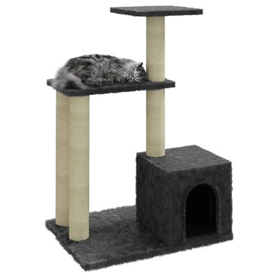 vidaXL Rascador para gatos con postes de sisal gris oscuro 71 cm