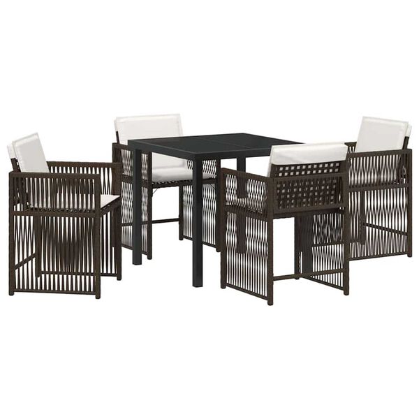 vidaXL Conjunto de Comedor de Jard&iacute;n 5 pcs Marr&oacute;n rat&aacute;n sint&eacute;tico