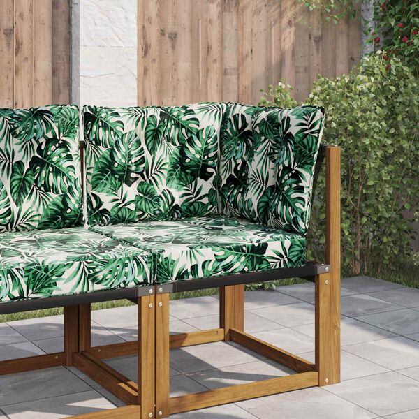 vidaXL Coj&iacute;n para sof&aacute; de exterior 3 pcs Patr&oacute;n de hoja Poli&eacute;ster