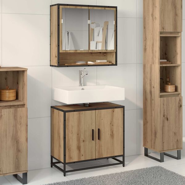 vidaXL Mueble de lavabo para ba&ntilde;o Roble artisan 65 x 33 x 60 cm