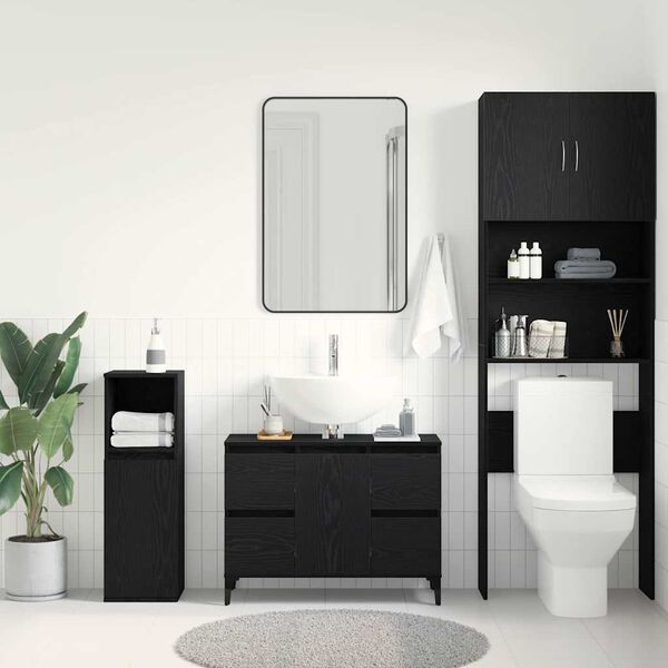 vidaXL Gabinete de Lavabo para Ba&ntilde;o Roble Negro 80 x 33 x 60 cm