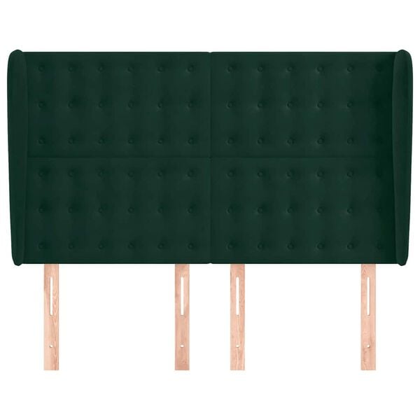 vidaXL Cabecero con orejas de terciopelo verde oscuro 147x23x118/128cm