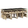 vidaXL Set comedor de jard&iacute;n con cojines 13 pzas rat&aacute;n sint&eacute;tico beige