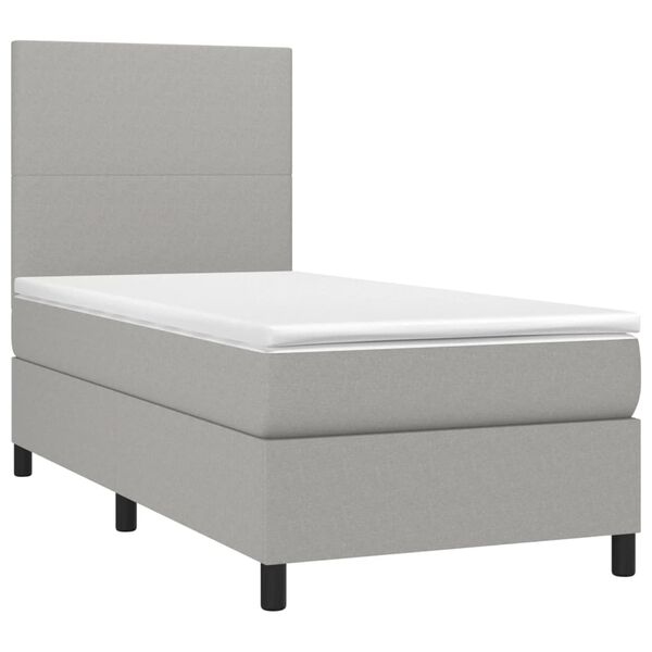 vidaXL Cama box spring con colch&oacute;n tela gris claro 90x190 cm