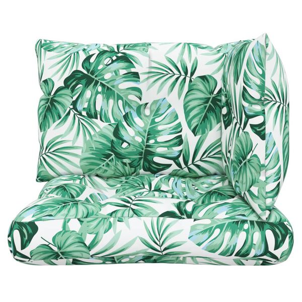 vidaXL Cojines para palets 3 unidades tela estampado de hojas