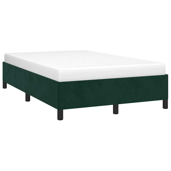 vidaXL Estructura cama sin colch&oacute;n terciopelo verde oscuro 120x190cm