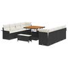 vidaXL Conjunto de sof&aacute;s de jard&iacute;n 11 uds. Negro rat&aacute;n sint&eacute;tico