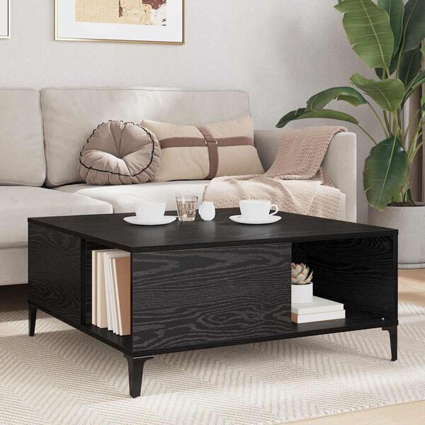 vidaXL Mesa de Caf&eacute; Roble Negro 80 x 80 x 36,5 cm Madera contrachapada
