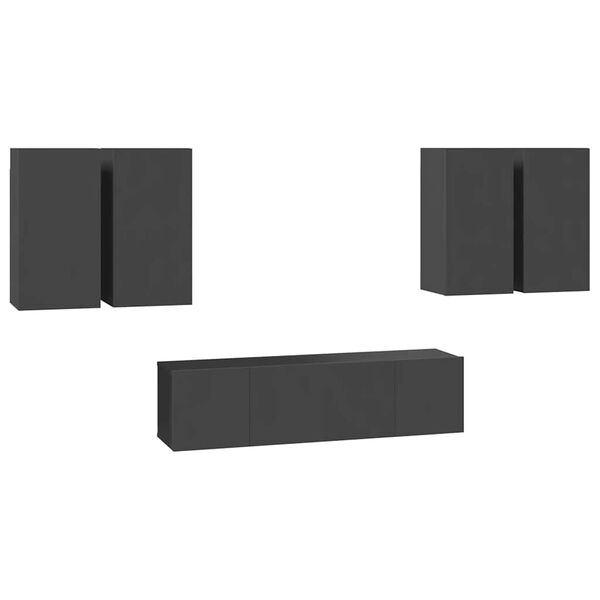 vidaXL Set de muebles de sal&oacute;n 6 piezas madera ingenier&iacute;a gris