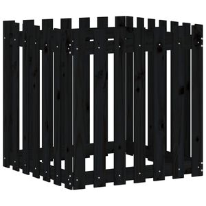 vidaXL Jardinera dise&ntilde;o de valla madera maciza pino negra 70x70x70 cm
