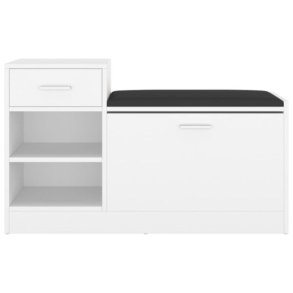 vidaXL Banco zapatero de madera contrachapada blanco 94,5x31x57 cm