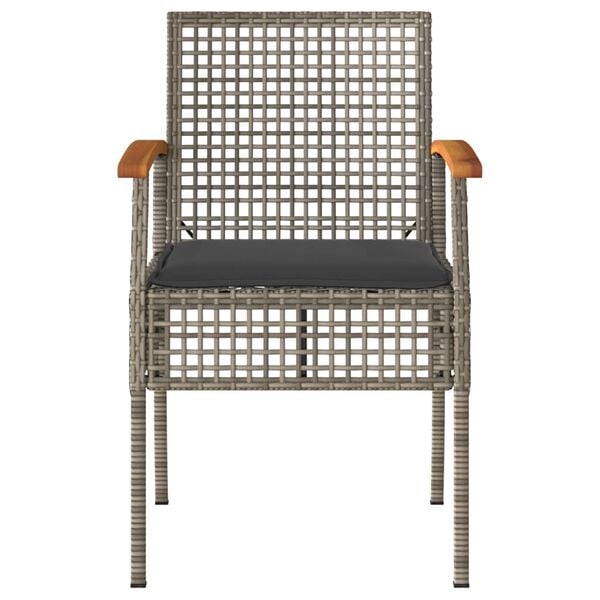 vidaXL Sillas de jard&iacute;n con coj&iacute;n 4 uds rat&aacute;n PE gris y madera acacia