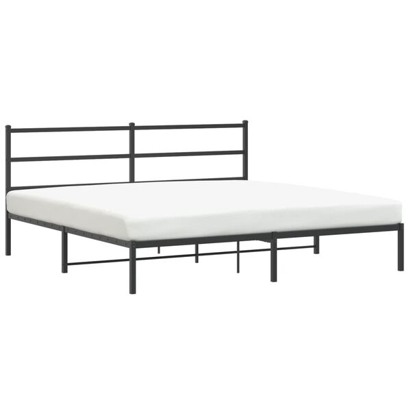vidaXL Estructura cama sin colch&oacute;n con cabecero metal negro 200x200 cm