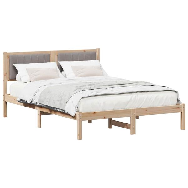 vidaXL Estructura de Cama con Cabecera Tapizada Taup&eacute; 140 x 200 cm