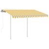 vidaXL Toldo retr&aacute;ctil autom&aacute;tico con postes amarillo y blanco 3x2,5 m