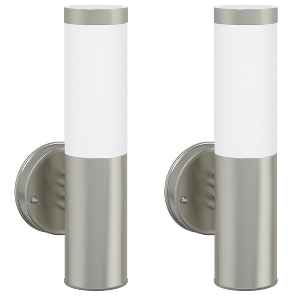 vidaXL Luz de pared exterior 2 pcs Plateado 15 x 7,5 x 33 cm