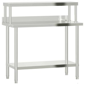 vidaXL Mesa de trabajo para cocina con estante acero inox 110x55x120cm