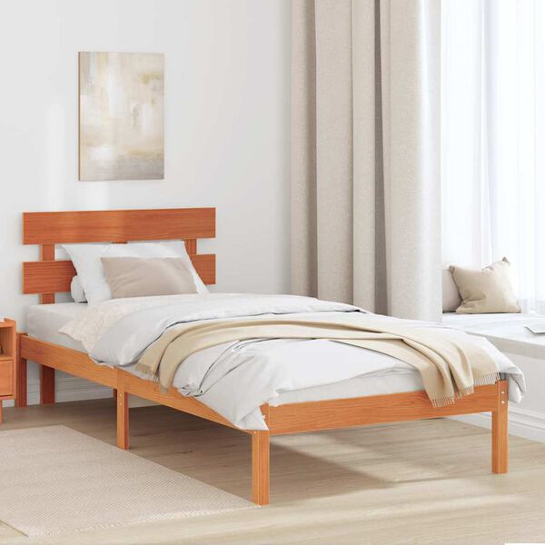 vidaXL Estructura de cama Marrón 80 x 200 cm Madera maciza de Pino