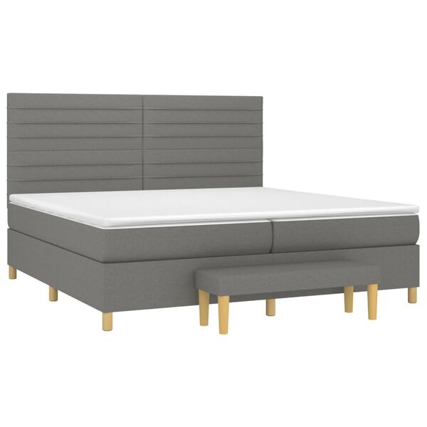 vidaXL Cama box spring con colch&oacute;n tela gris oscuro 200x200 cm