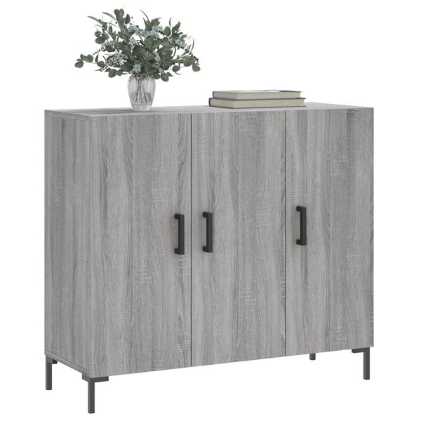 vidaXL Aparador de madera de ingenier&iacute;a gris Sonoma 90x34x80 cm
