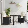vidaXL Conjunto de Comedor de Jard&iacute;n 3 pcs Negro rat&aacute;n sint&eacute;tico