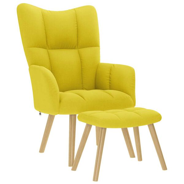 vidaXL Sillón de relax con taburete tela amarillo clara