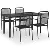 vidaXL Set de comedor de jard&iacute;n de 5 piezas vidrio y acero negro