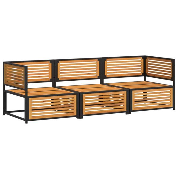 vidaXL Set de sofás de jardín con cojines 3 pzas madera maciza acacia