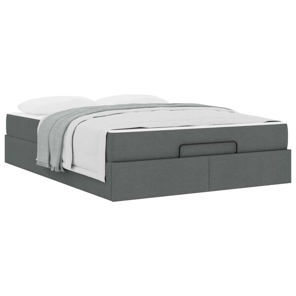 vidaXL Estructura de cama con colch&oacute;n 2 pcs Gris Tenue tela