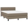 vidaXL Cama box spring colch&oacute;n y luces LED tela gris taupe 140x190 cm