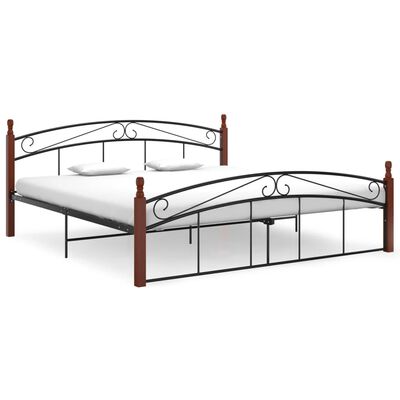 vidaXL Estructura de cama metal y madera maciza de roble 180x200 cm
