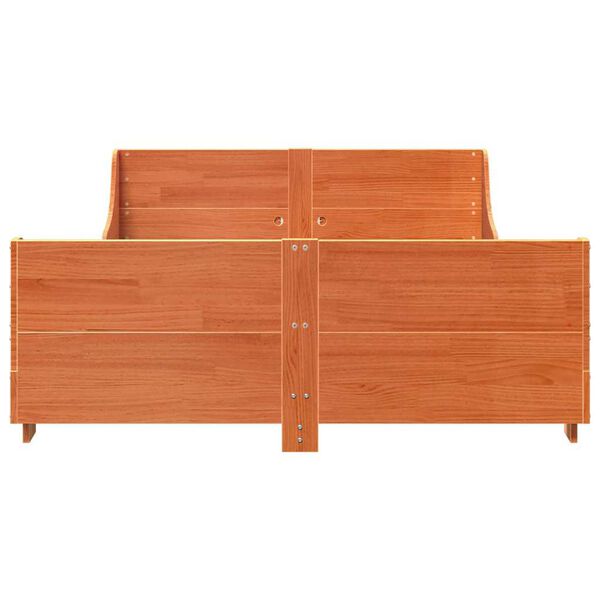 vidaXL Cama sin colch&oacute;n madera maciza de pino marr&oacute;n cera 120x200 cm