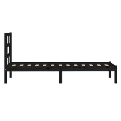 vidaXL Estructura de cama individual de madera maciza negro 90x190 cm