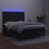 vidaXL Cama box spring colch&oacute;n y LED terciopelo negro 140x190 cm