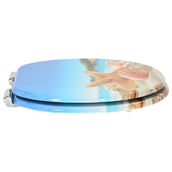 vidaXL Asiento de WC 2 pcs Concha del mar 44 x 38 cm Tablero de MDF