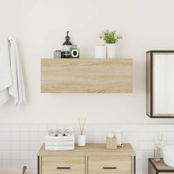 vidaXL Mueble de pared ba&ntilde;o madera ingenier&iacute;a roble Sonoma 80x25x30 cm