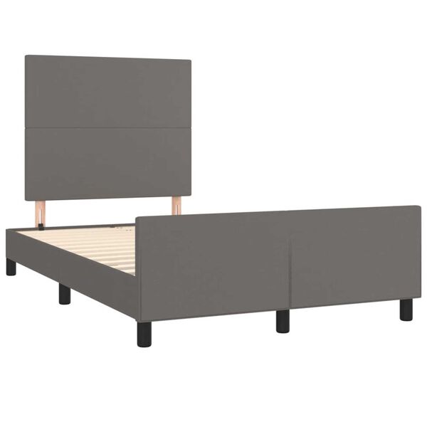 vidaXL Estructura de cama sin colch&oacute;n cuero sint&eacute;tico gris 120x190 cm