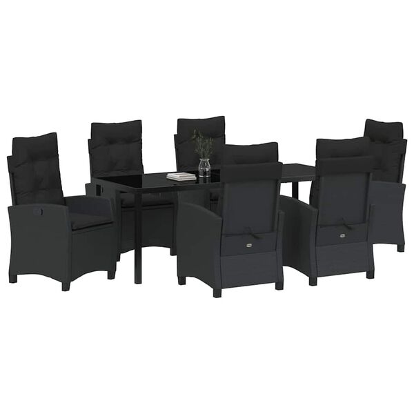 vidaXL Conjunto de Comedor de Jard&iacute;n 7 pcs Negro rat&aacute;n sint&eacute;tico
